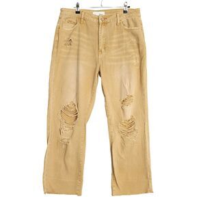 VERVET Flying Monkey Tan Distressed Hi Rise Crop Nonstretch Denim Jeans SIZE 30